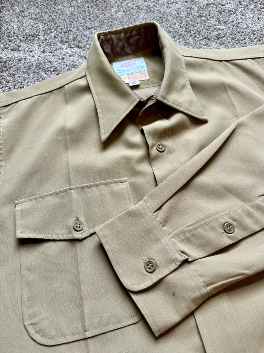 USMC MARINE CORPS MILITARY MEN'S UNIFORM KHAKI LONG SLEEVE SHIRT sz16